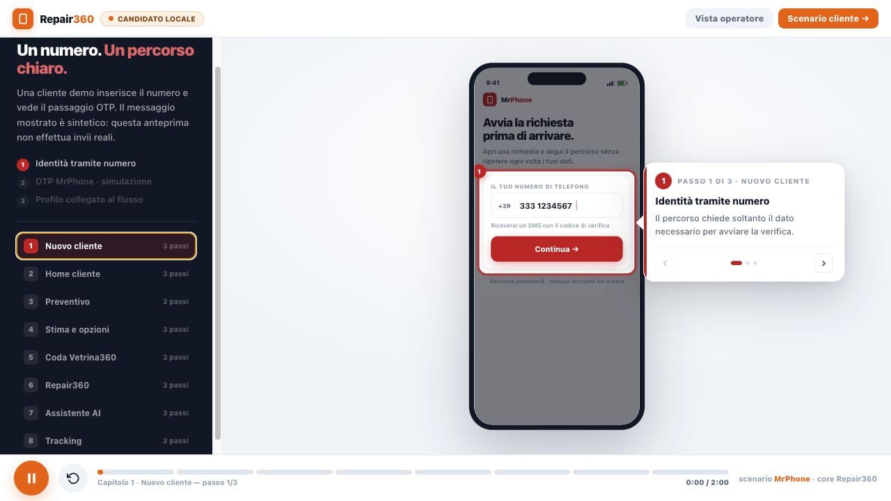 iPhone della demo Repair360 nel passaggio richiesta e preventivo